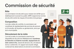 Commission de sécurité lors d’une visite dans un ERP avec les membres inspecteurs