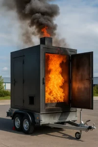 Cellule mobile utilisée pour la formation incendie immersive