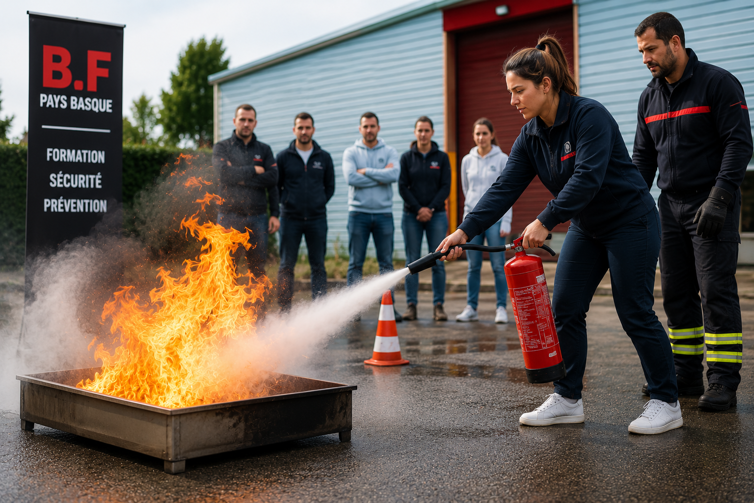 Formation manipulation extincteur Bayonne avec exercice pratique sur feu réel