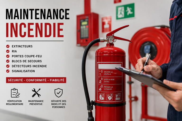 Technicien réalisant la maintenance d'un extincteur dans une entreprise à Biarritz - B.F PAYS BASQUE MAINTENANCE INCENDIE